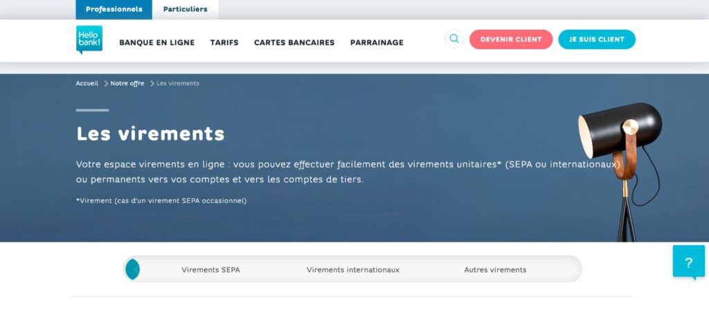 Hello bank! virement international