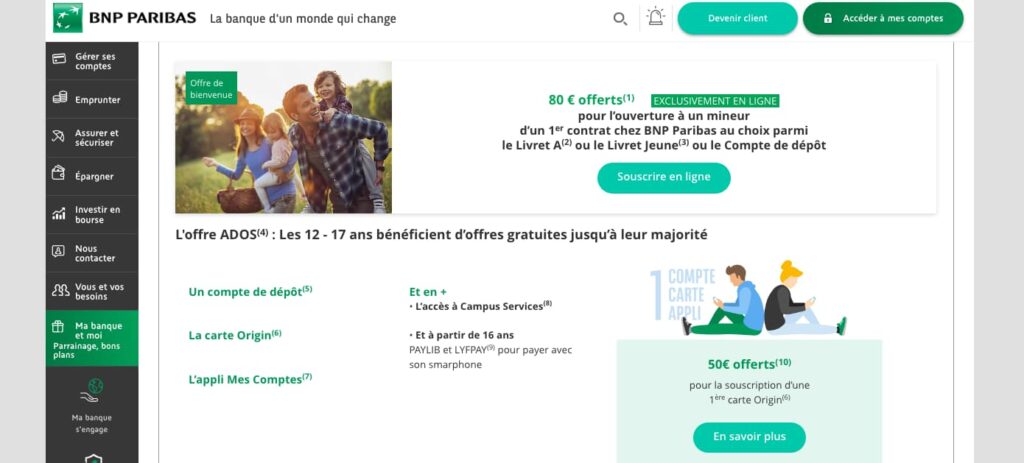 BNP 80€ offerts étudiants