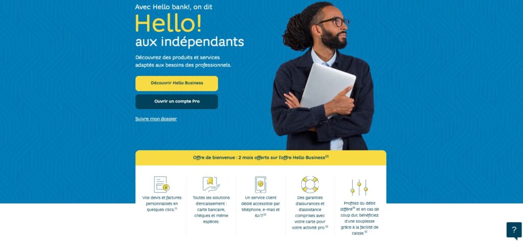 Compte bancaire pro avec depot espèes