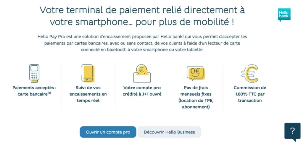 Frais encaissement hello business