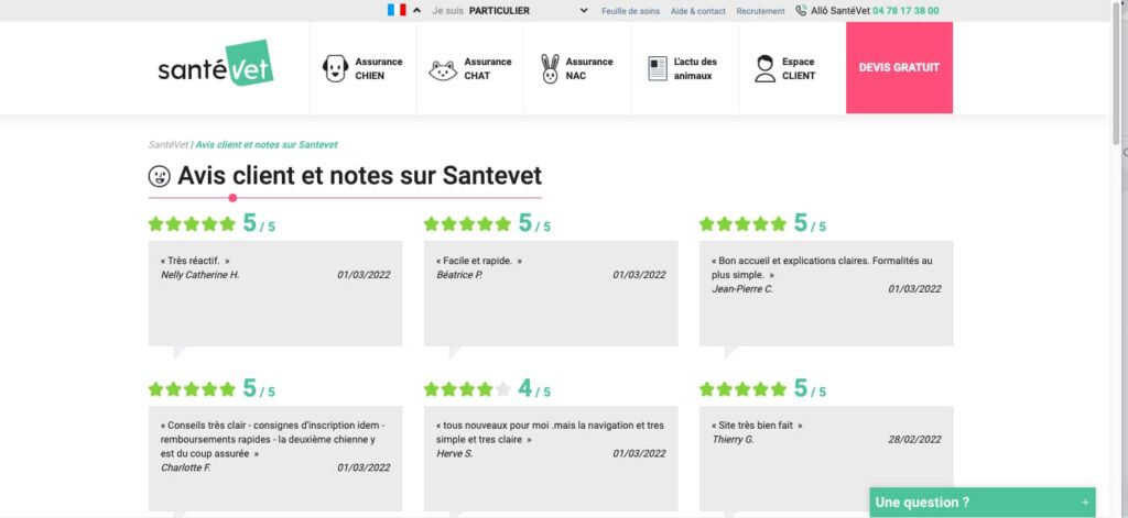 Avis clients santévet