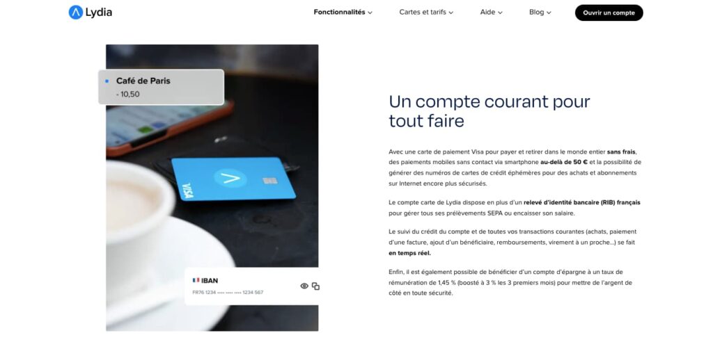 Ouvrir compte Lydia banque délai