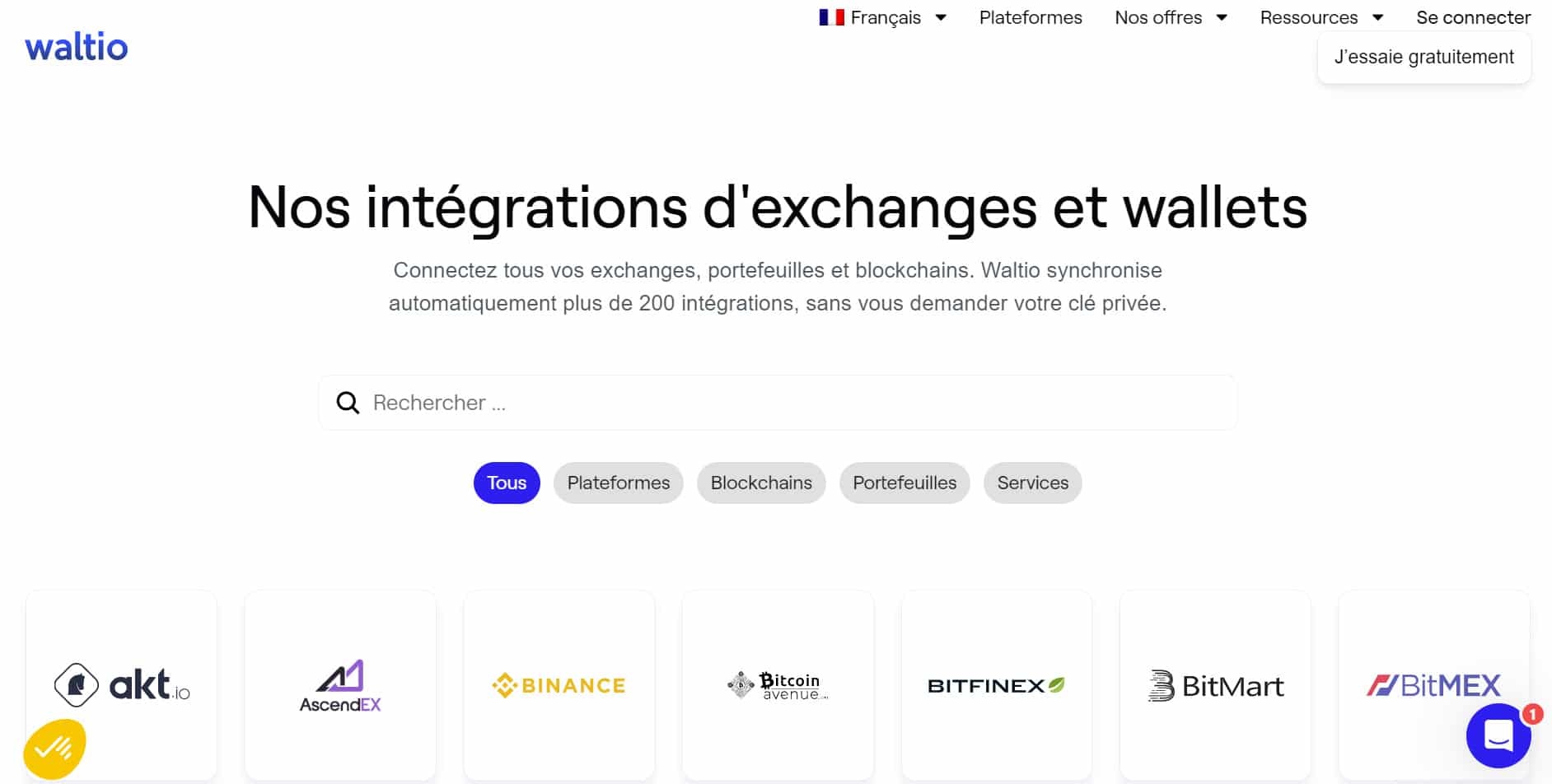waltio exchanges compatibles