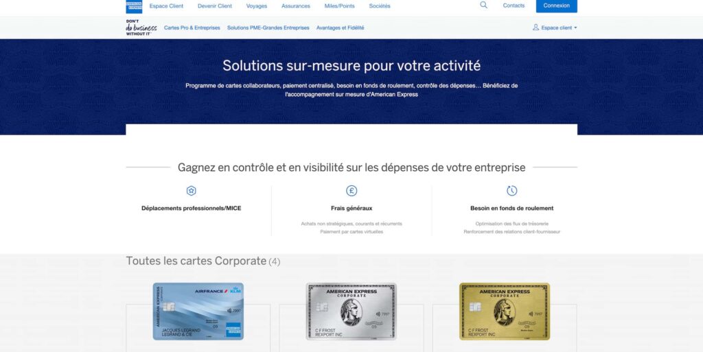 Demander une carte american express corporate