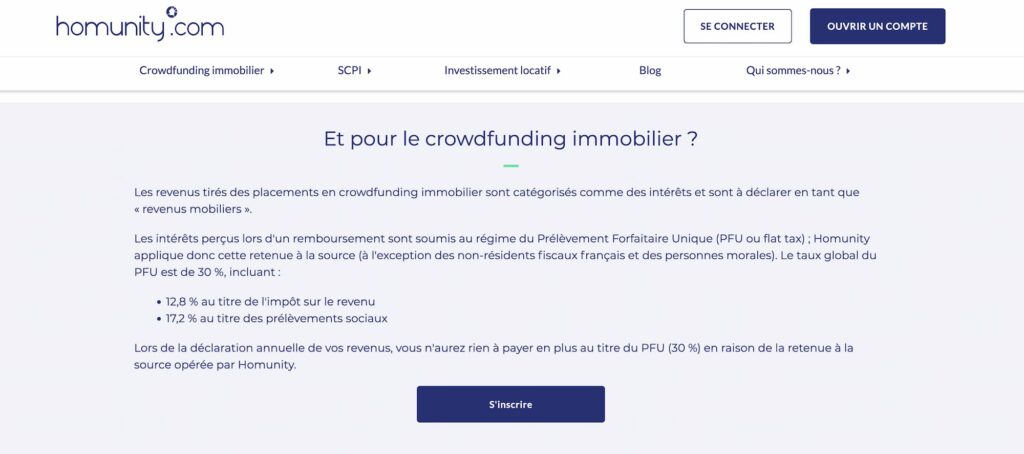 Homunity crowfunding avis fiscalité