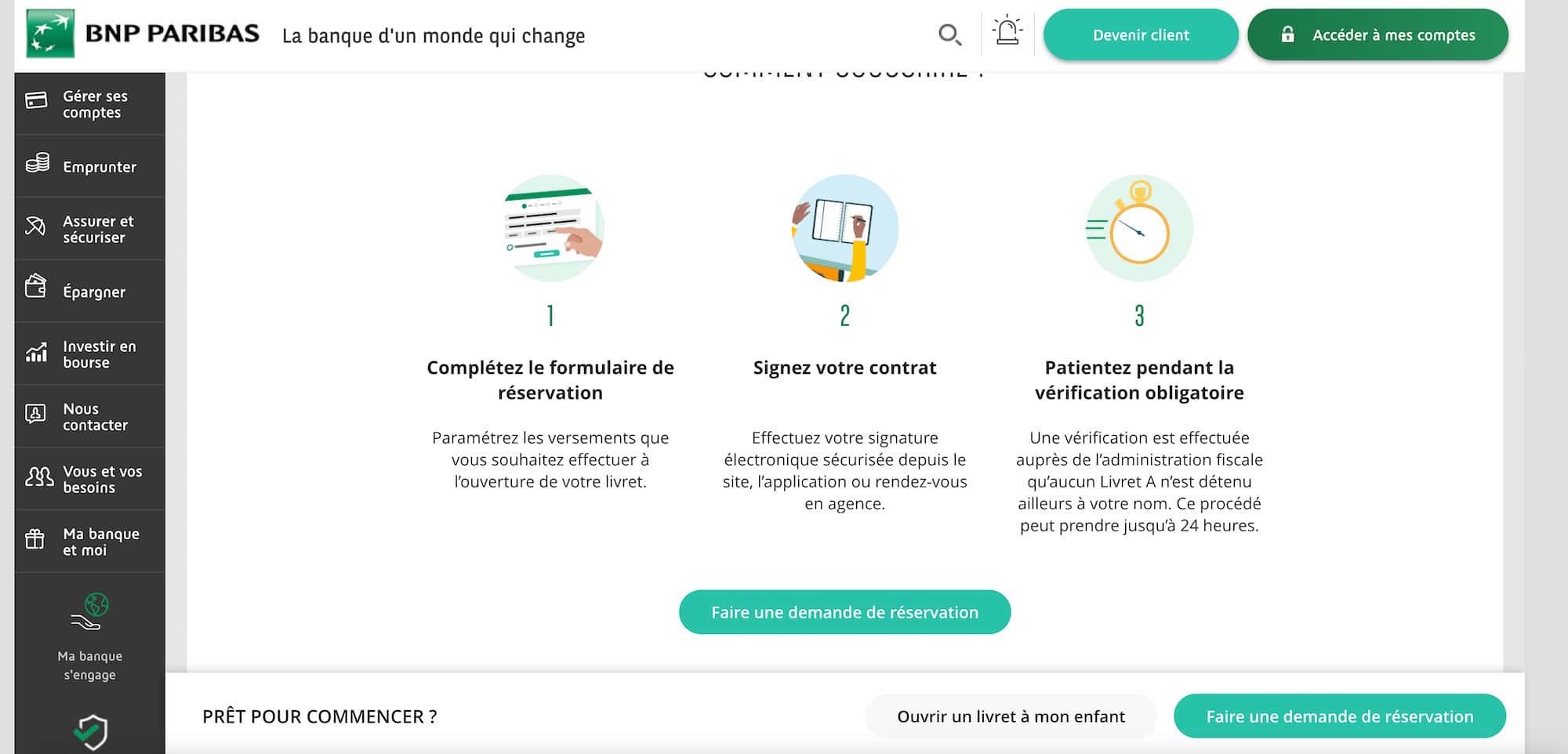 ouvrir livret a bnp documents