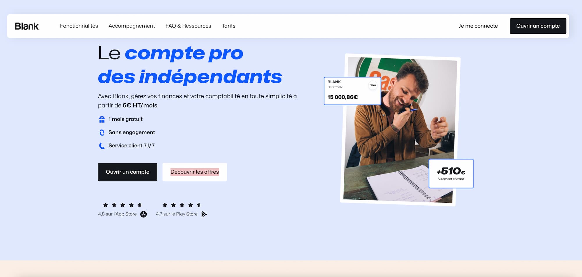 compte pro pas cher blank