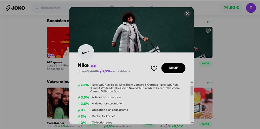 offre cashback joko nike