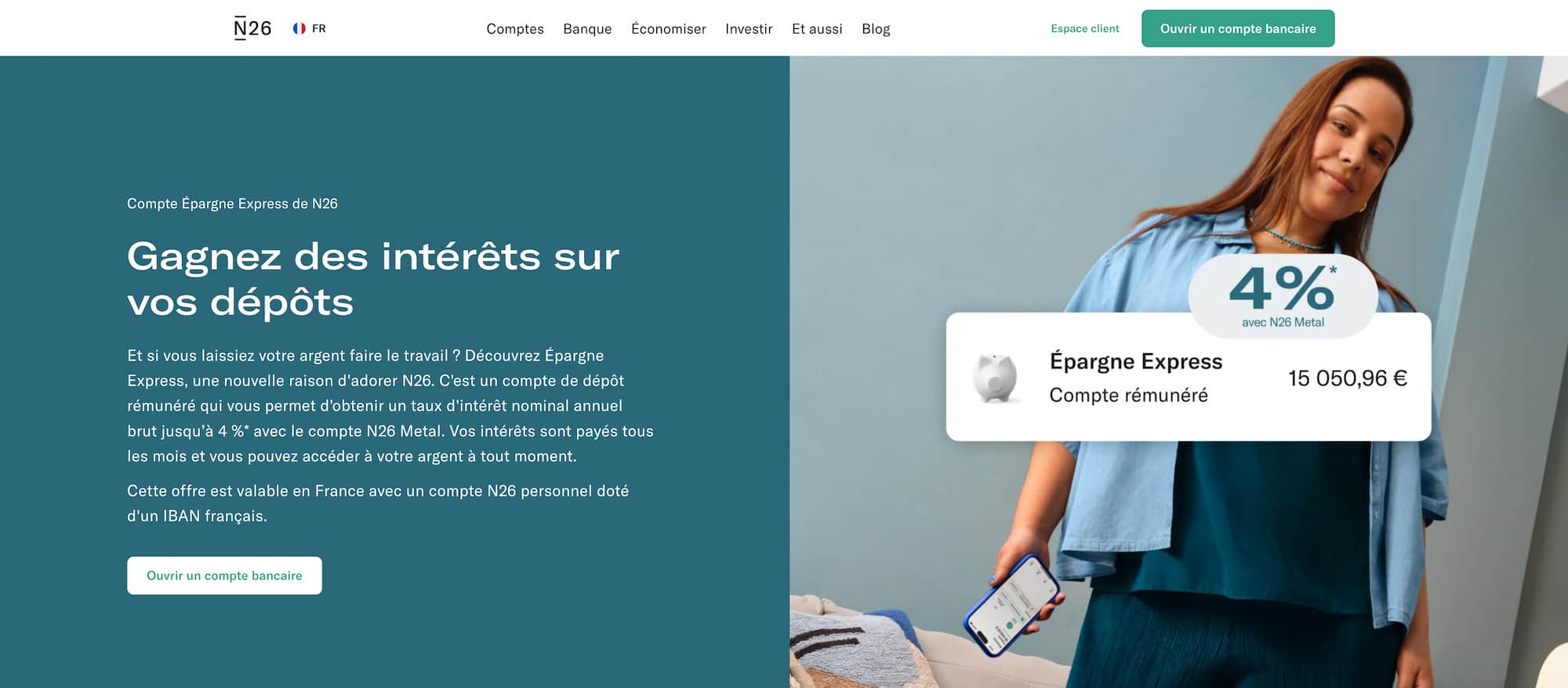versement intérêts épargne n26