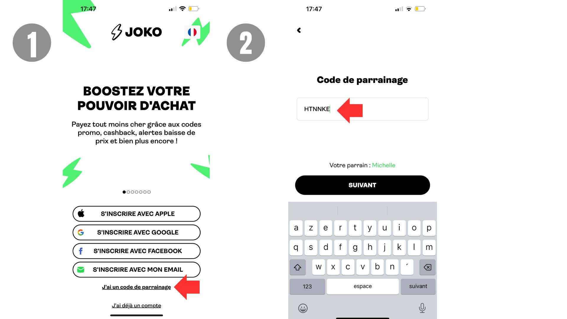 code parrainage Joko