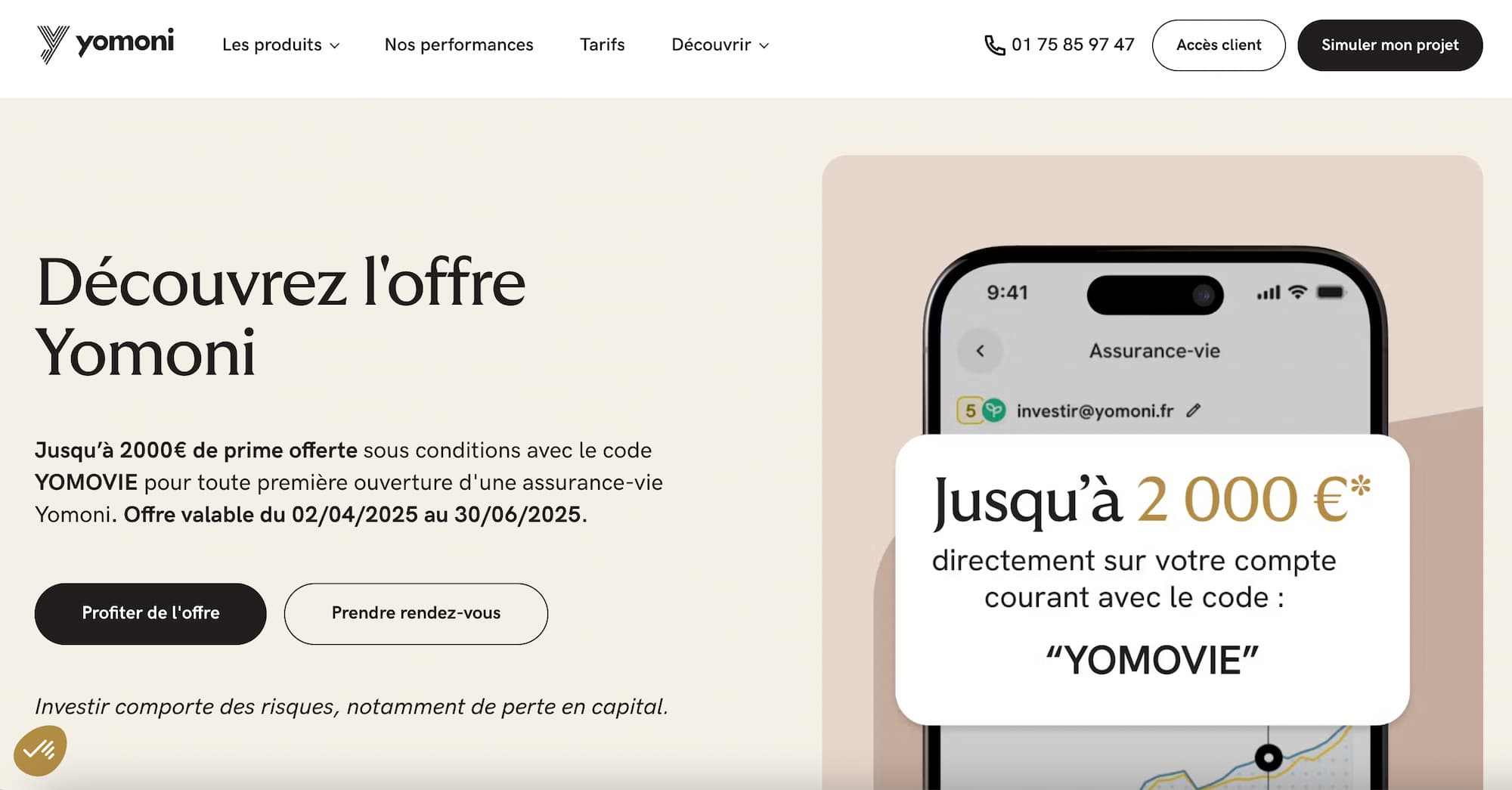 yomoni offre de bienvenue