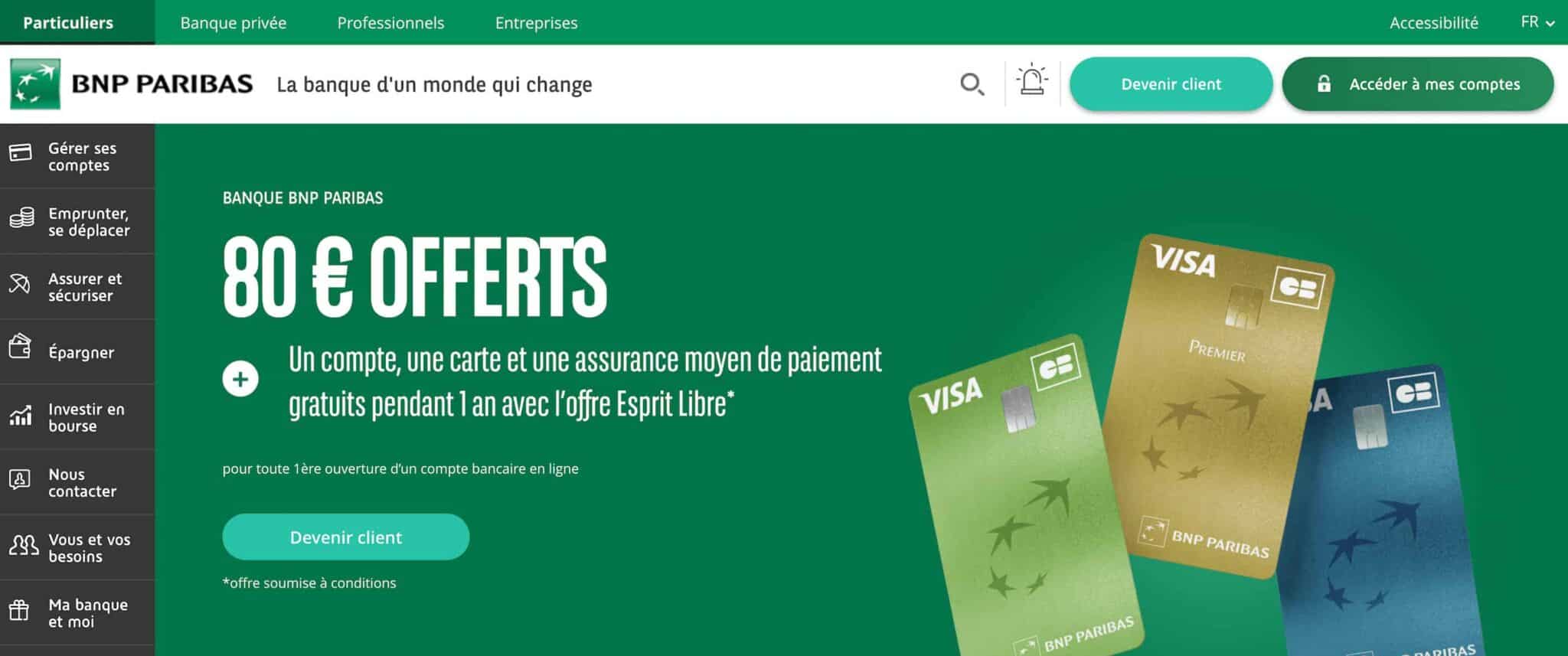 80€ offerts bnp