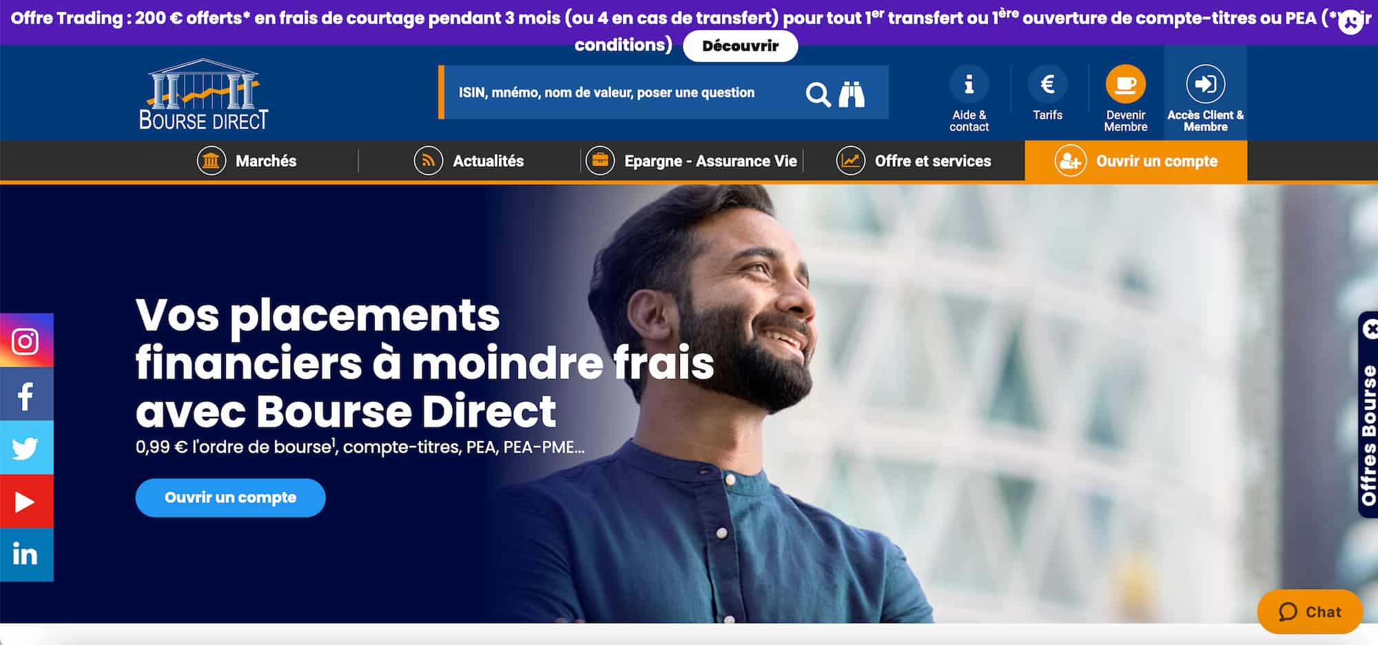 Bourse direct tarif passage ordre
